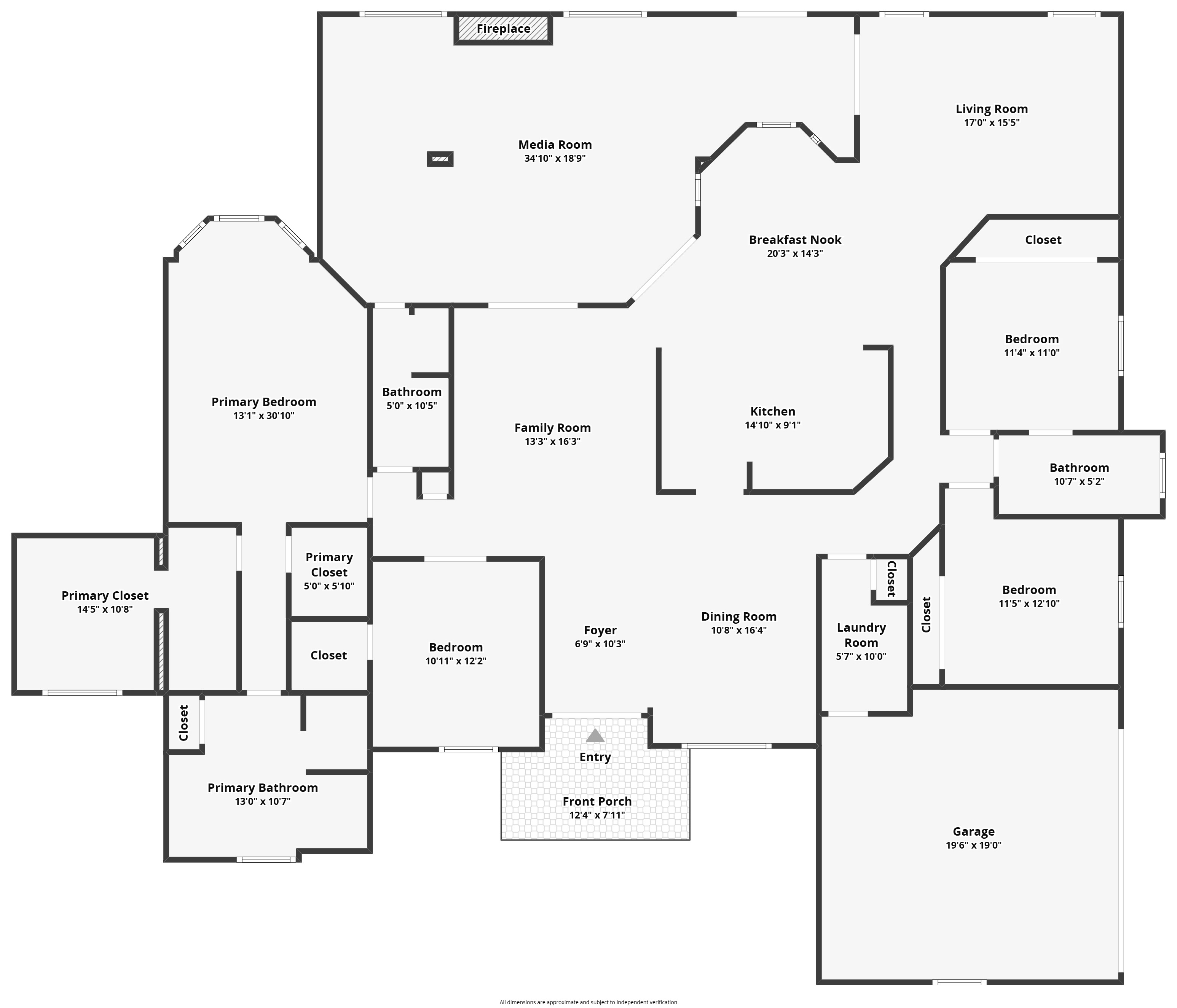1043 W Seagate Dr floor plan with room dimensions