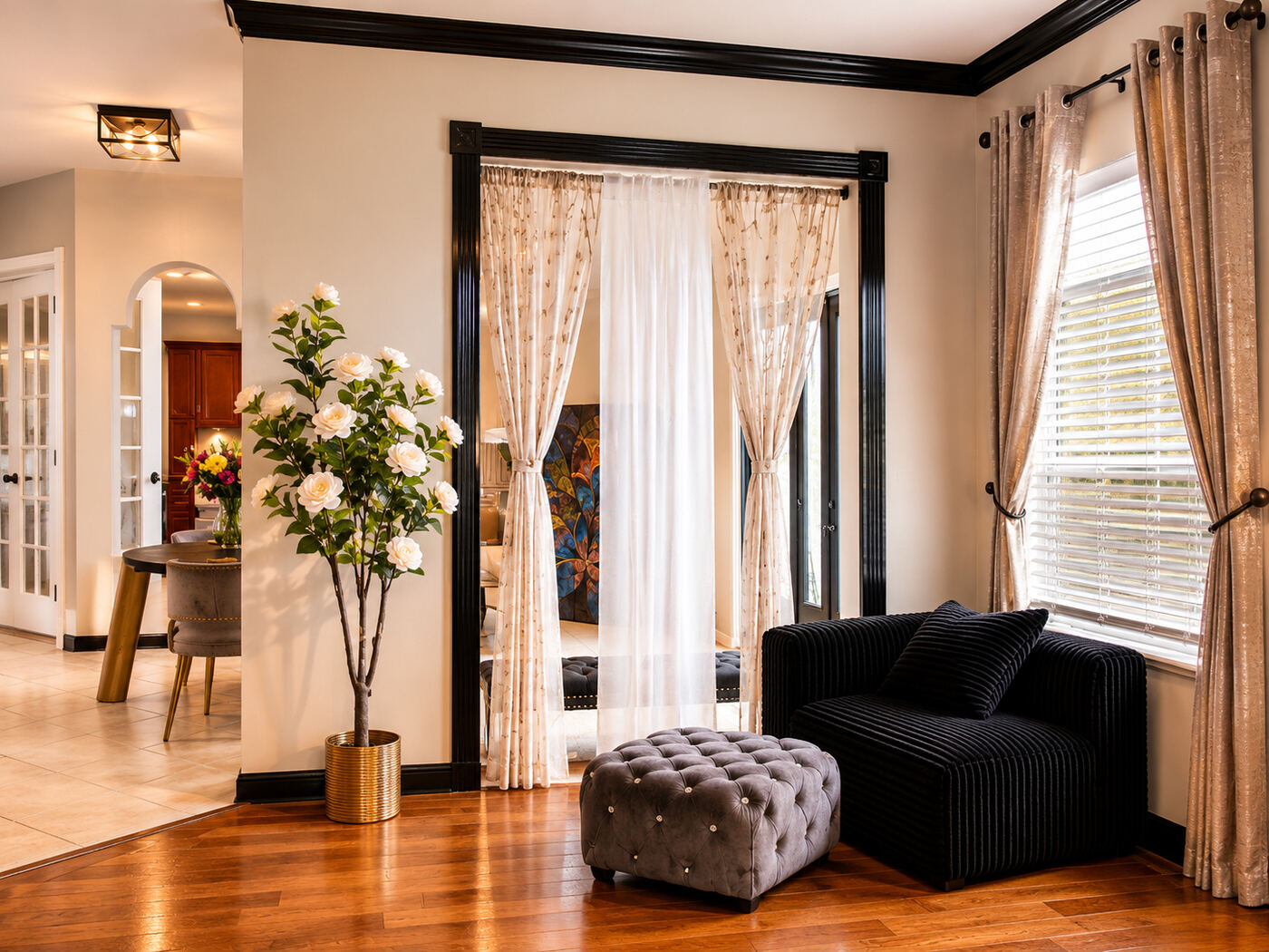 Elegant staged living room interior
